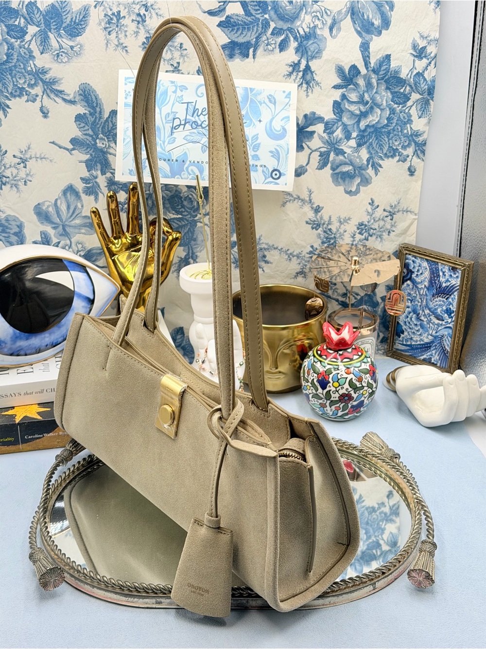 🆕 OROTON 🧿 NWT Mille Suede Baguette, Caper Light Tan - Picture 5 of 16